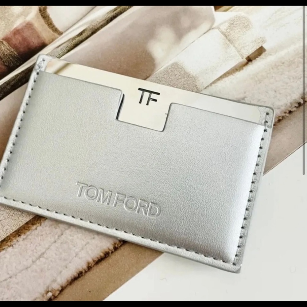Tom Ford Metallic Silver Card/Mirror Holder
